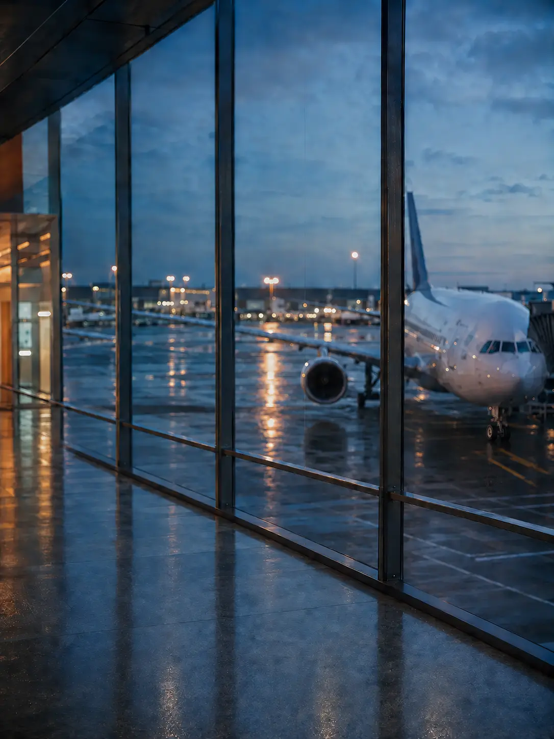 An international passenger aircraft waiting at the gate before an on-board courier departure